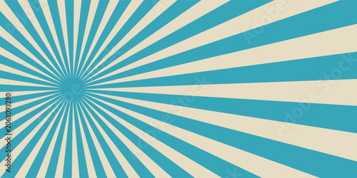 Retro vintage spiral wavy sun rays, blue background pattern, radial spiral stripes, comic ray stripes, grunge texture, circus, carnival, summer background, vector illustration.