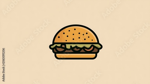 Minimalist flat icon of a cheeseburger