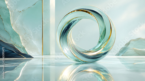 Business Splash Screen with Aqua Glass Ring and Premium Minimal Corporate Background
