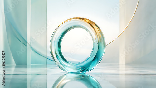 Business Splash Screen with Aqua Glass Ring and Premium Minimal Corporate Background