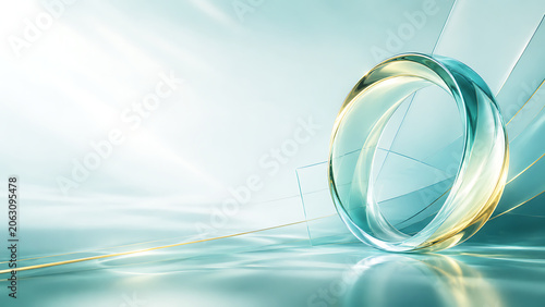 Business Splash Screen with Aqua Glass Ring and Premium Minimal Corporate Background