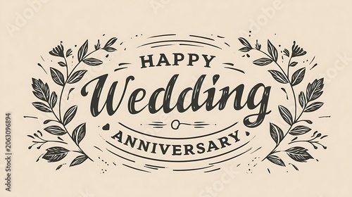 Happy Wedding Anniversary vintage typography card