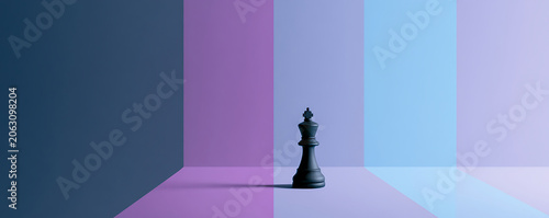 Minimalist Chess King Piece on Abstract Pastel Color Block Background