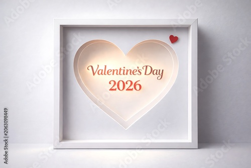 Romantic valentines day 2026 greeting in elegant heart frame design