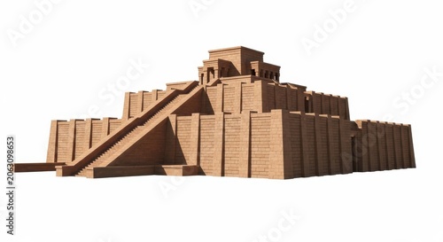 Ziggurat of Ur, Ancient Mesopotamian Temple, Digital Reconstruction, Historical Architecture