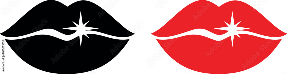 Obraz premium Glamour Lips Logo Set