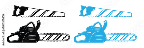 Quadro su tela Chainsaw Icon Set – Wood Cutting, Forestry, Lumberjack Power Tool & Logging Equi