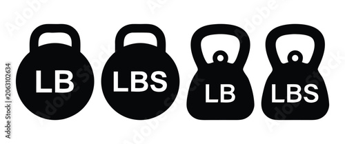 Fotografia Pound Weight Unit Icon Set – Lb, Lbs Mass Measurement, Imperial Scale & Weight C