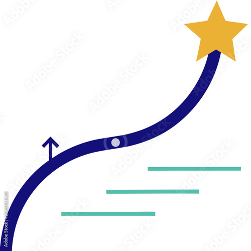 Abstract Growth Graph Curve Upward Arrow Star Business Vector