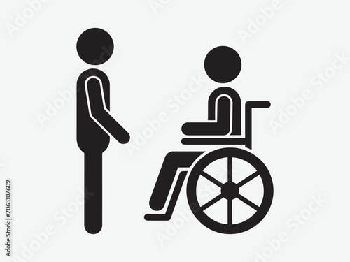 Accessibility symbol depicting a standing person and wheelchair user silhouette