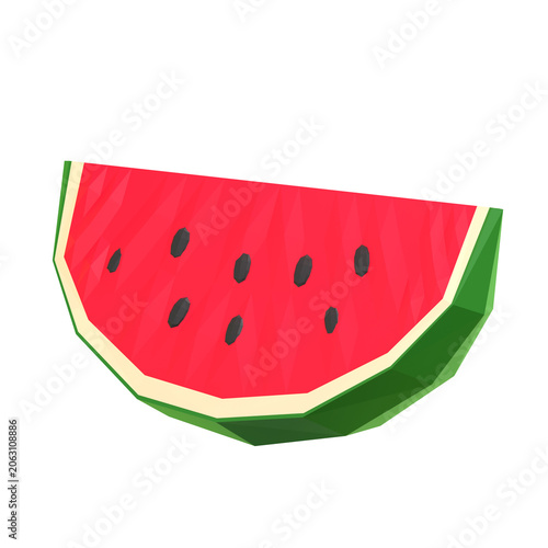 Low Poly Fresh Watermelon Slice Summer Fruit Illustration
