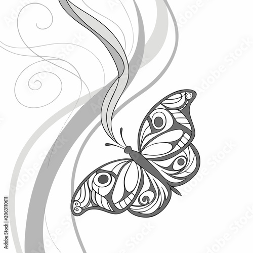 Decorative butterfly with abstract flowing swirl lines illustration butterfly abstract illustration ornament