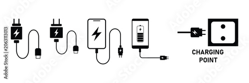 Charging point icon set. vector and illustrations 