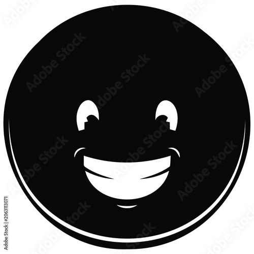Happy smiling face emoji icon silhouette vector illustration isolated on white background.