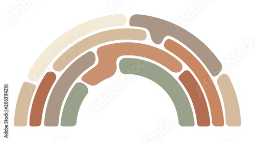 Boho Rainbow Abstract Shapes, Neutral Colors, Modern Design, Vector Graphic