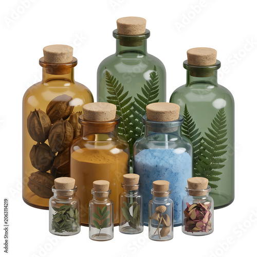 Glass Bottles with Natural Contents Still Life
