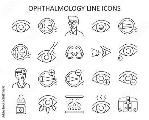 Foto Ophthalmology line icon set
