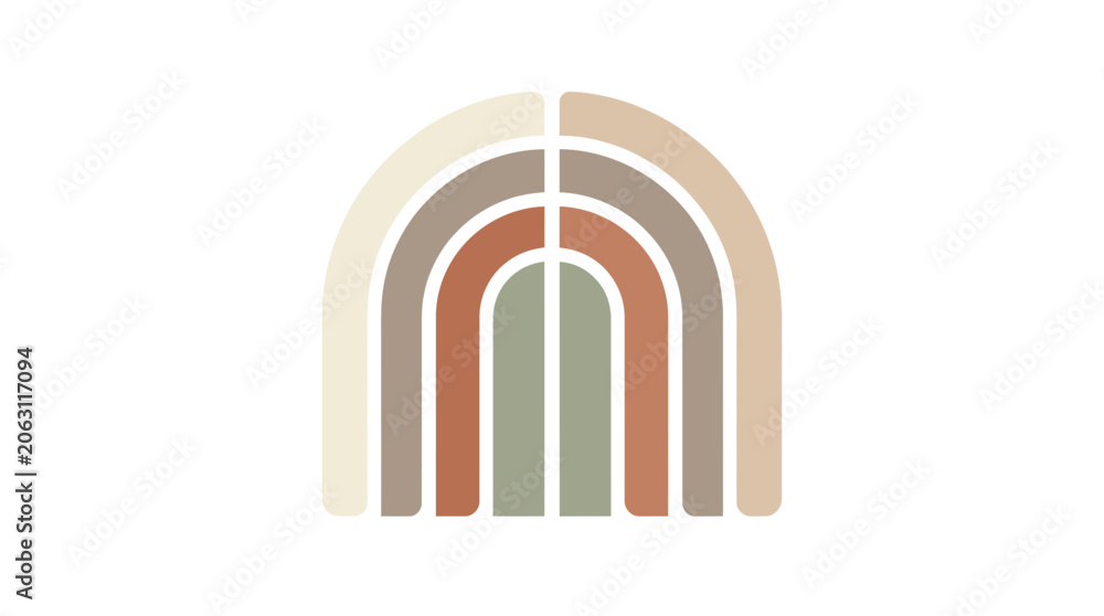 Fototapeta premium Boho Rainbow Abstract Graphic Design, Earth Tones, Modern Arch Symbol