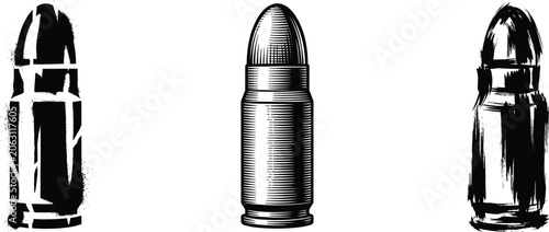 Three bullet icons in a set of ammunition illustrations