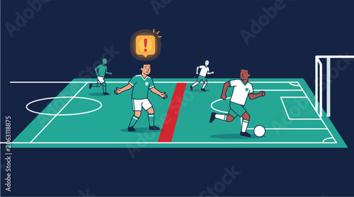 Foto Defensive Line Error Keeping Attacker Onside Soccer Tactics Vector