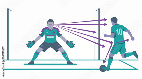 Fotografía Goalkeeper Reading Penalty Taker Body Language Soccer Vector Illustration