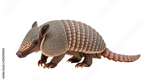 Foto Nine-banded armadillo with segmented shell and claws
