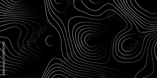 Photos Abstract topographic map contour line pattern on black background with topograph