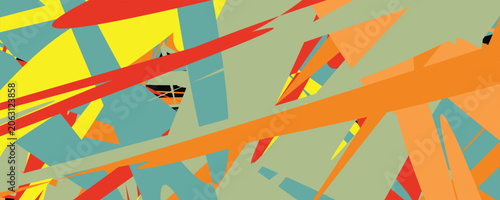Quadro su tela Abstract geometric background with colorful sharp chaotic shapes