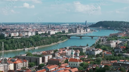 Aerial view of Budapest, Hungary, summer 2026.