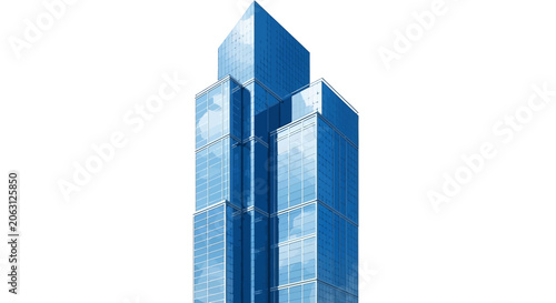 blue building isolated on white