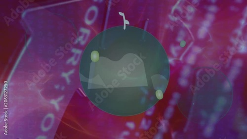 Digital circle graphic with abstract cloud icon and data background