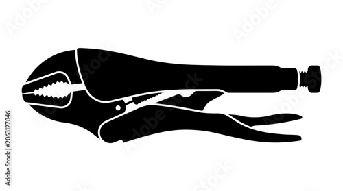 Fotografie Locking pliers silhouette on a white background tool illustration