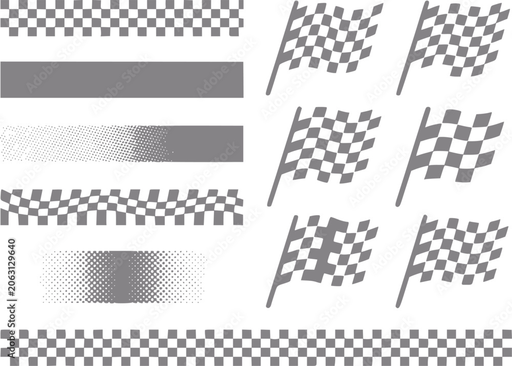 Naklejka premium Collection of racing flags and checkered patterns for sports