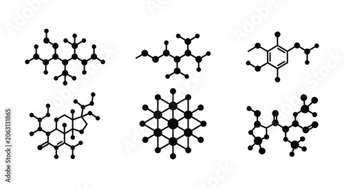 Molecular structures flat vector illustration on a white background