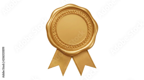 Fotografía Certificate luxurious gold award seal with ribbon and PNG isolated on transparen