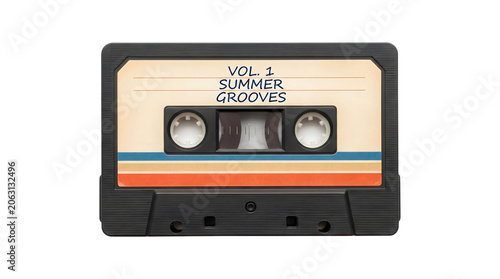 Obraz na plátne Cassette featuring a summer music mixtape design in PNG isolated on transparent