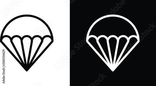 Schilderij op canvas Parachute icon set in black and white colors