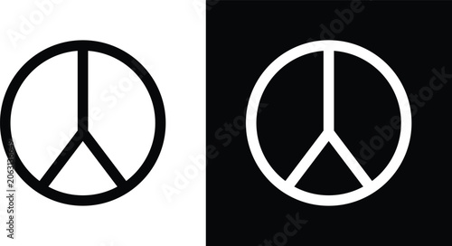 Photography Peace icon set in black and white colors