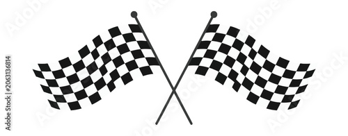 Double crossed racing flag vector, motorsport checkered flags symbol for racing competition, finish line and speed sport illustration.