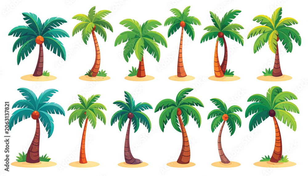 Obraz premium Collection of various palm trees.