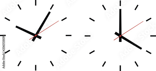 Canvastavla Minimal Analog Clock Faces Showing Different Times Vector Illustration Set