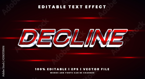 Obraz na płótnie Editable decline 3d text effects