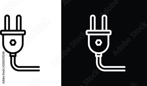 Cuadro en lienzo Plug icon set in black and white colors