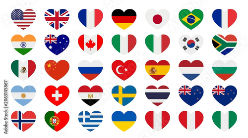 Bild auf Leinwand FIFA Worldcup 2026 Heart shaped country flags, international symbols, colorful n