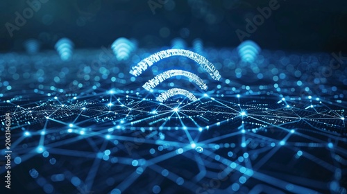 Futuristic wireless data network background, high-speed connection tech concept, vector design with text copy space