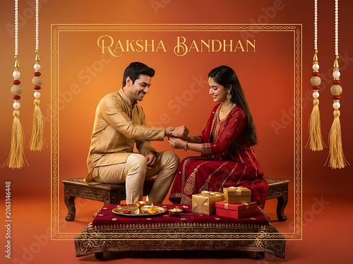 Raksha bandhan celebration with brother and sister tying rakhi