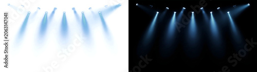 Foto Spotlight lighting effect with blue stage beams for event production and dramati