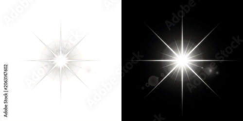 Foto Lens flare radiant white star light burst for cinematic visual effects in PNG, T