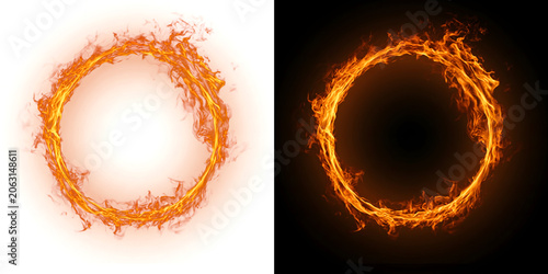 Vászonkép Fire blazing circular flame ring effect for fantasy visuals in PNG, Transparent