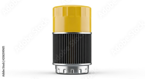 Automotive Oil Filter - Car Maintenance Part, Yellow and Silver